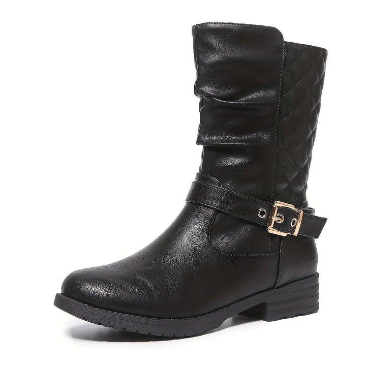 Julia | Chic And Buckled Slouch Mid Calf Boots