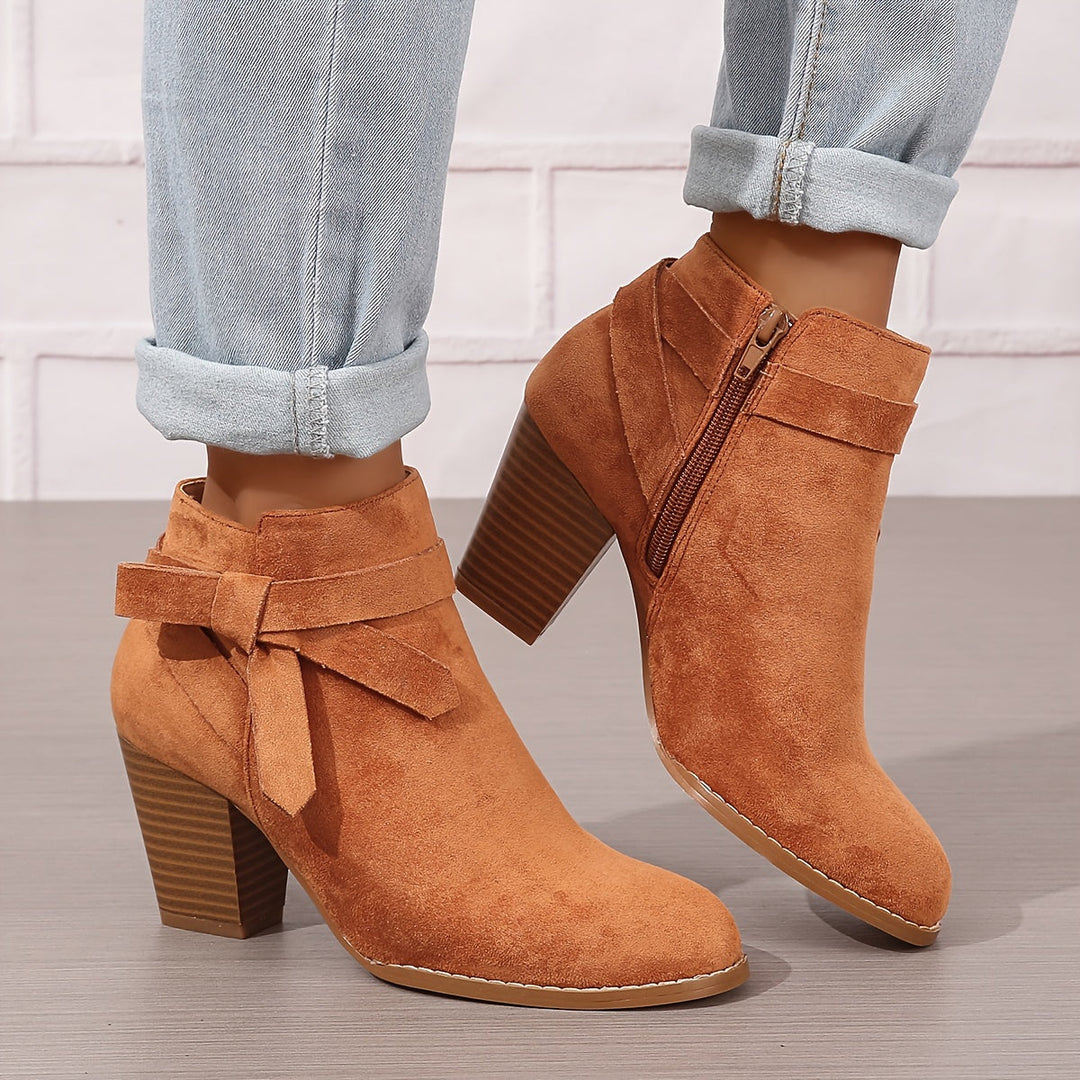 Celestine | Feminine Pointed Toe Block Heel Ankle Boots