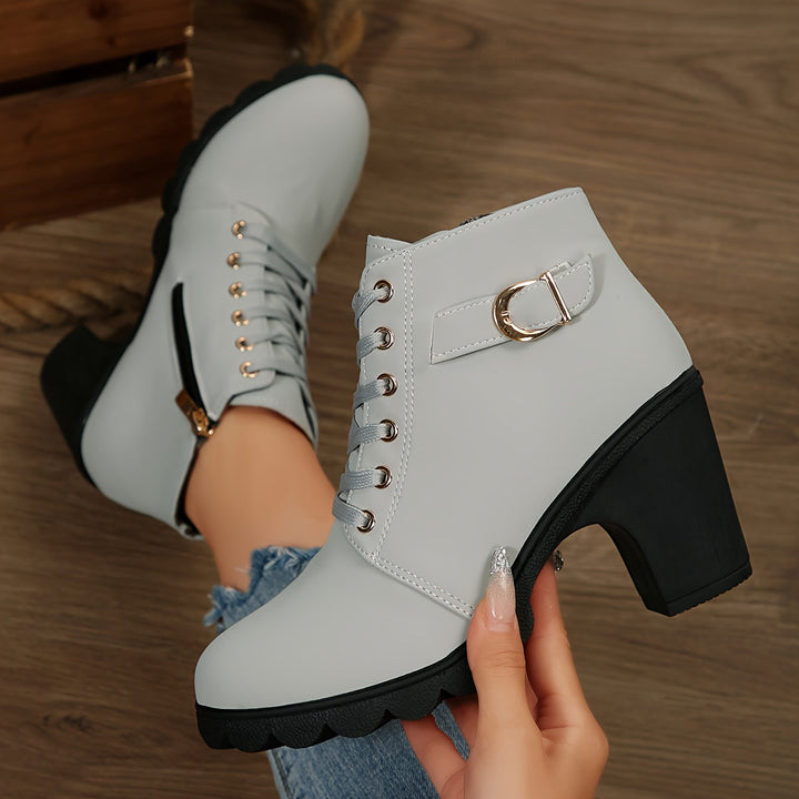 Liora | Lace-Up Block Heel Ankle Boots