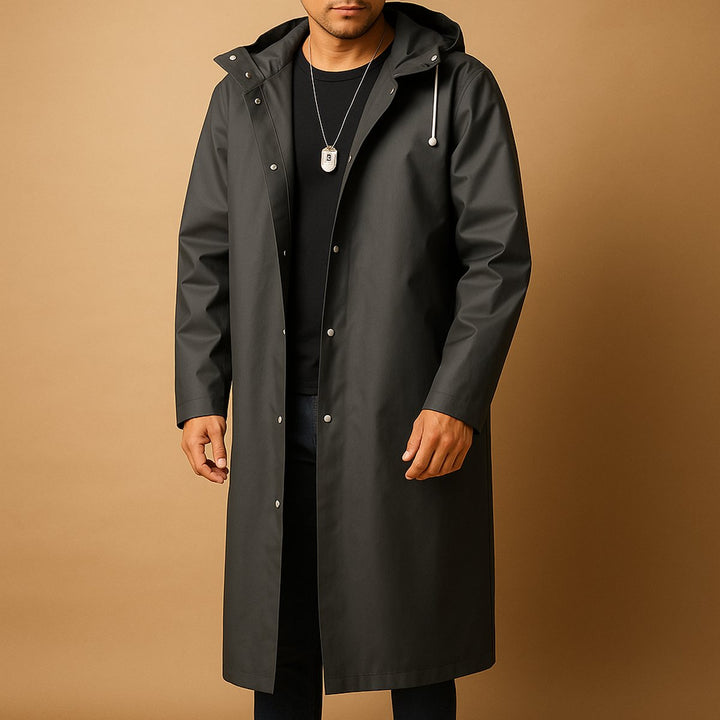 Ethan | Bequeme und strapazierfähige lange wasserdichte Regenjacke