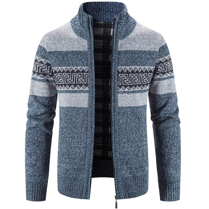 Lucas | Stylische Strickpulloverjacke mit Stehkragen