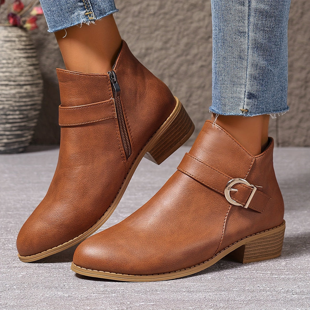 Eliana | Stylish Buckle-Strap Chelsea Ankle Boots