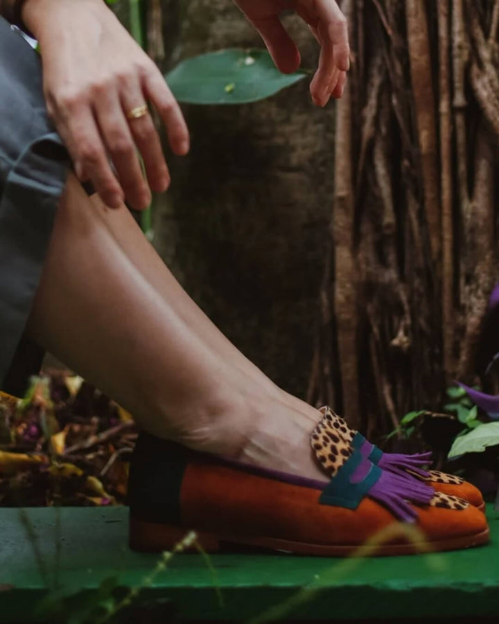 Madison | Bold And Stylish Animal-Print Fringe Loafers