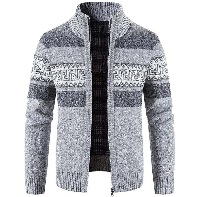 Lucas | Stylische Strickpulloverjacke mit Stehkragen