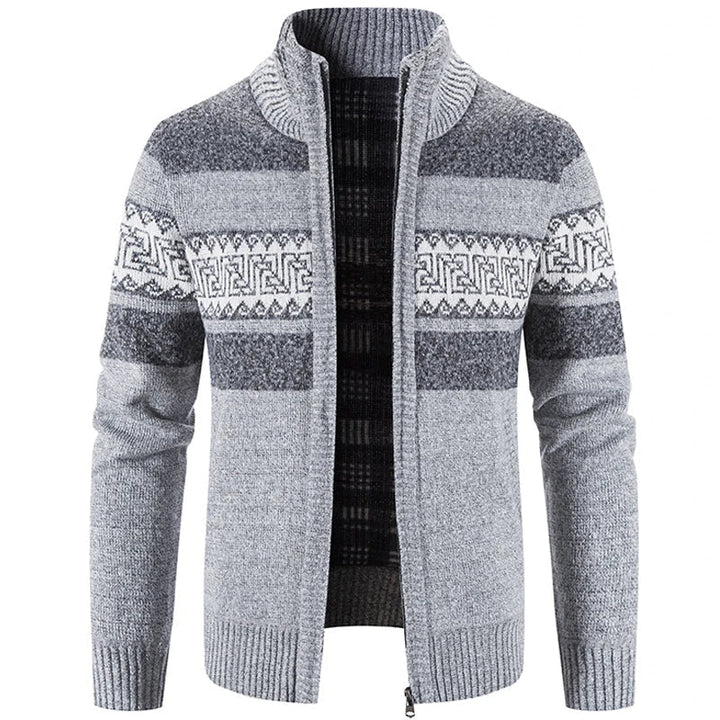 Lucas | Stylische Strickpulloverjacke mit Stehkragen