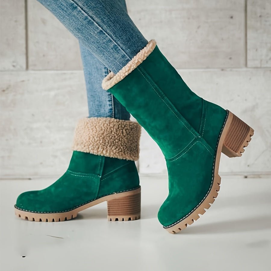 Elena | Cozy And Fleece-Lined Boots with Block Heel