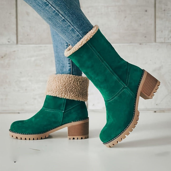 Elena | Cozy And Fleece-Lined Boots with Block Heel