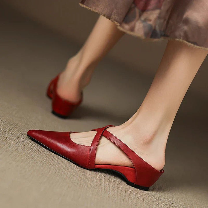 Seraphina | Mule sofisticate e confortevoli in pelle con cinturini incrociati