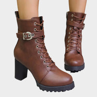 Maya | Edgy Block-Heel Combat Ankle Boots