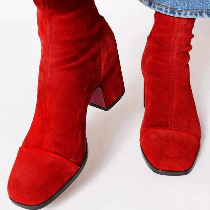 Aurora | Bold Leopard-Accented Block-Heel Ankle Boots