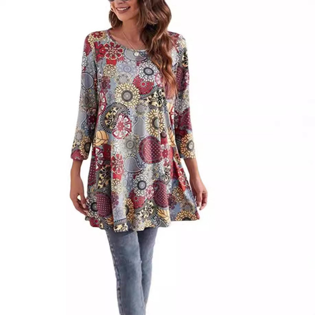 Elise | Leichtes A-Linien-Tunikashirt mit Mandala-Print