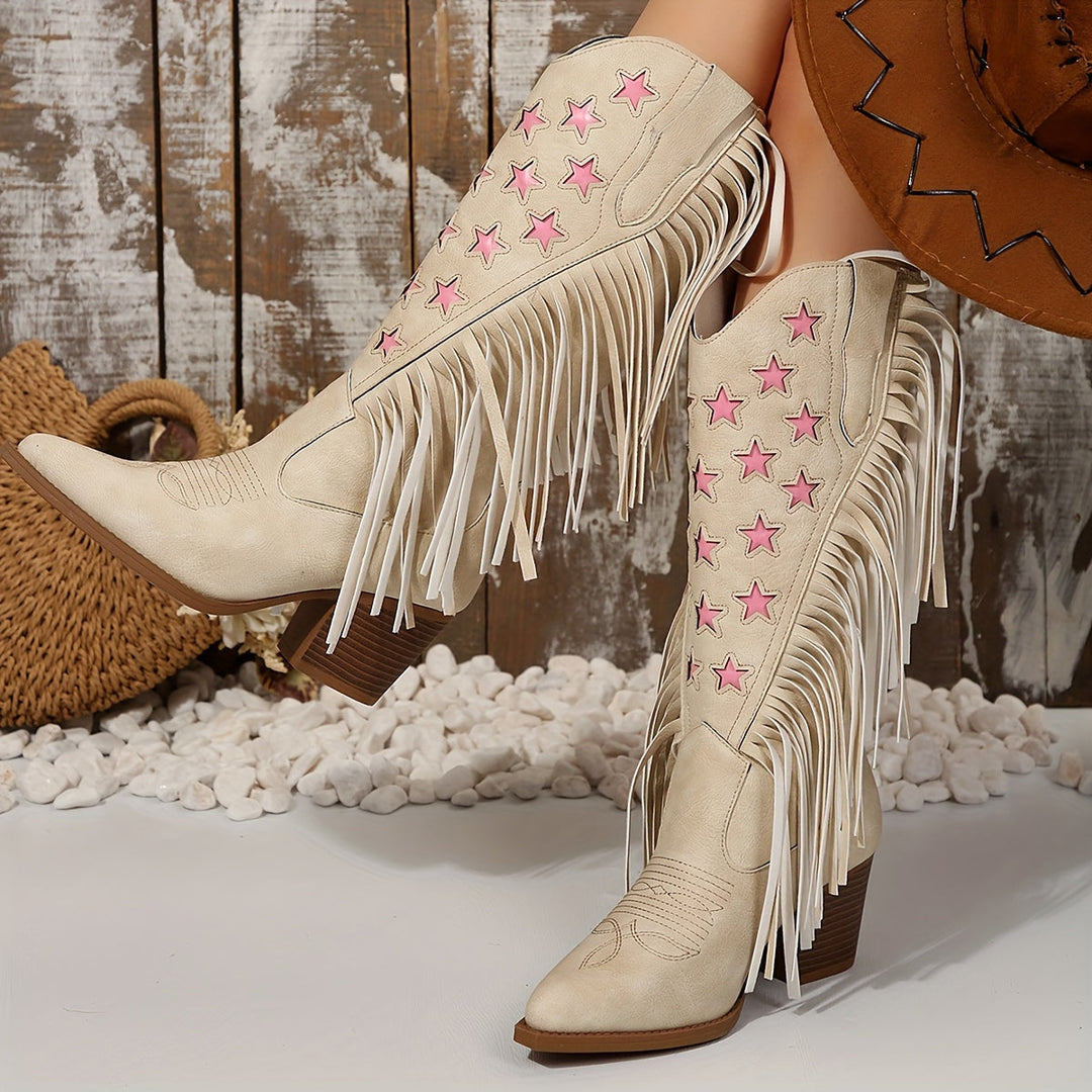 Harper | Fringe Wide Calf Western Cowboy Boots