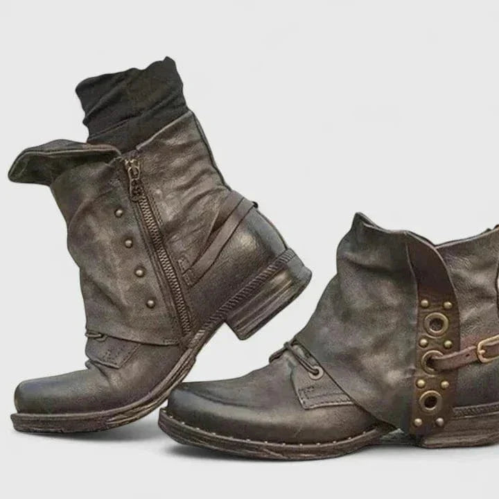 Luna | Rugged Distressed Leather Ankle Boots