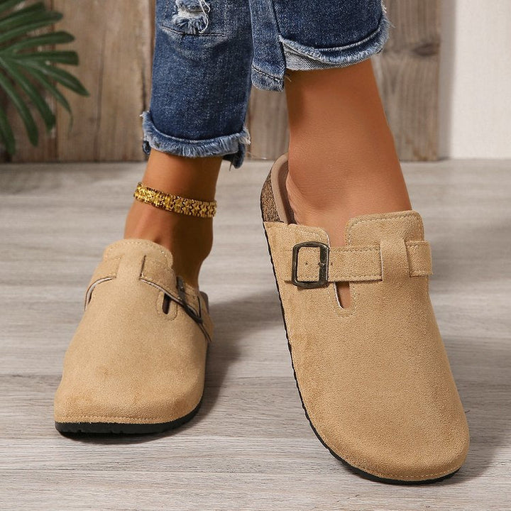 Aurelia | Mules confortables en daim à boucle, à enfiler, pour femme