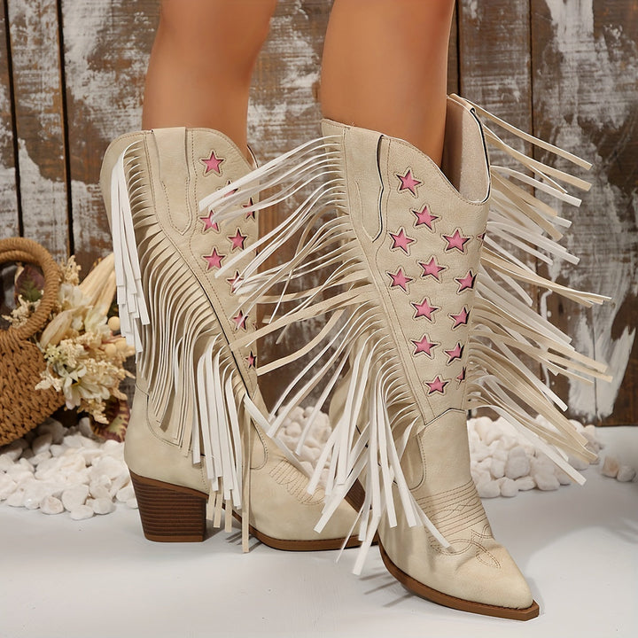 Harper | Fringe Wide Calf Western Cowboy Boots