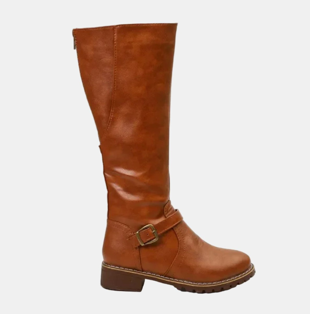 Luna | Elegant And Comfortable Buckle Strap Knee High Boots
