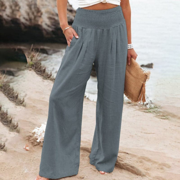 Freya | Luftige und elegante Hose aus Baumwoll-Leinen-Mischung mit weitem Bein