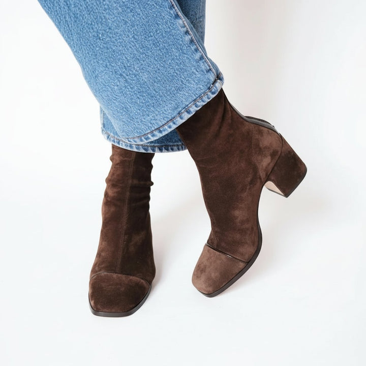 Freya | Stylish Square Toe Block Heel Ankle Boots