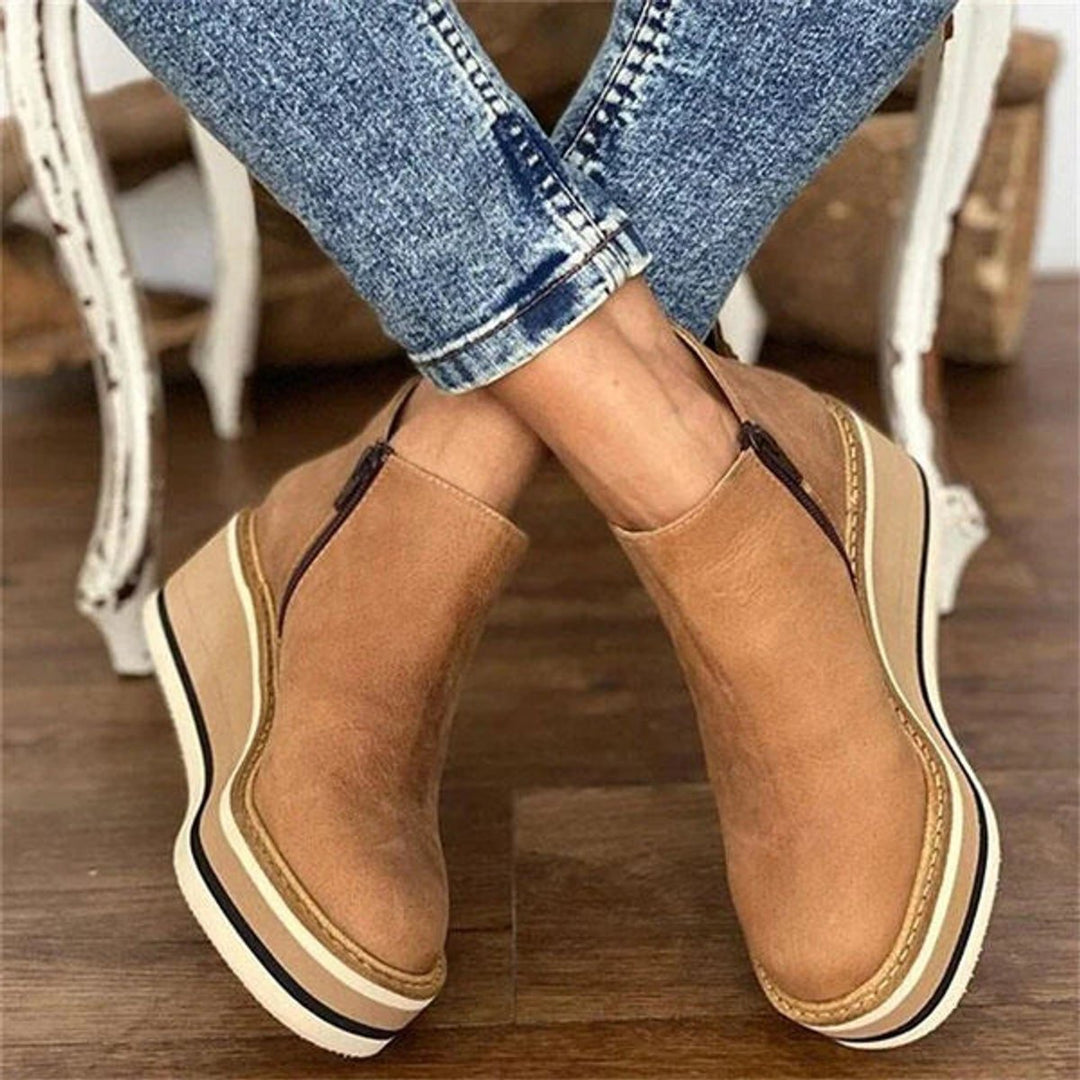 Ruby | Retro Platform Wedge Ankle Boots