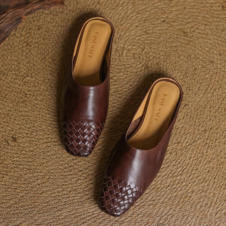 Grace | Mule eleganti e senza tempo in vera pelle intrecciata