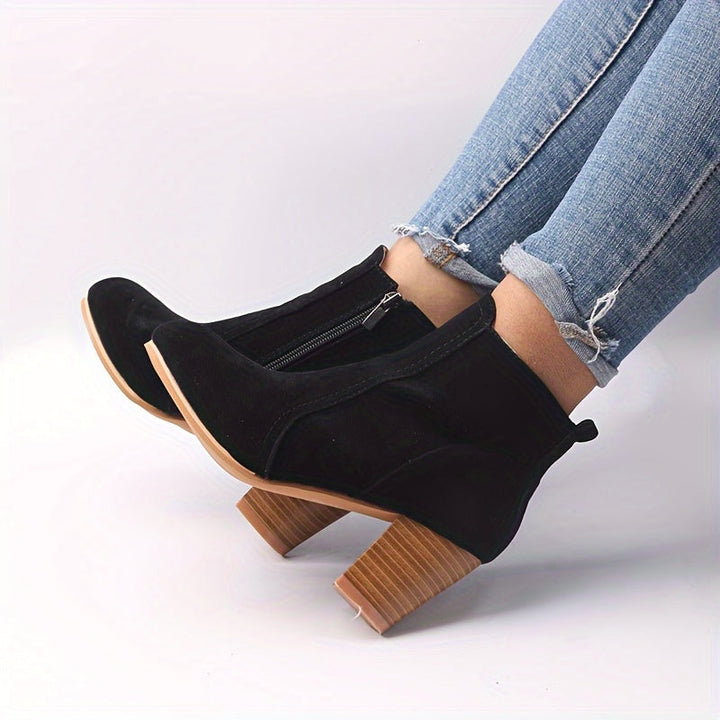 Caroline | Timeless Stacked Block-Heel Ankle Boots