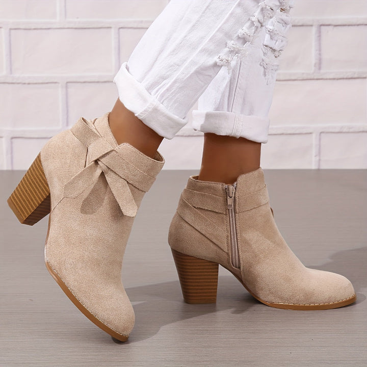 Celestine | Feminine Pointed Toe Block Heel Ankle Boots