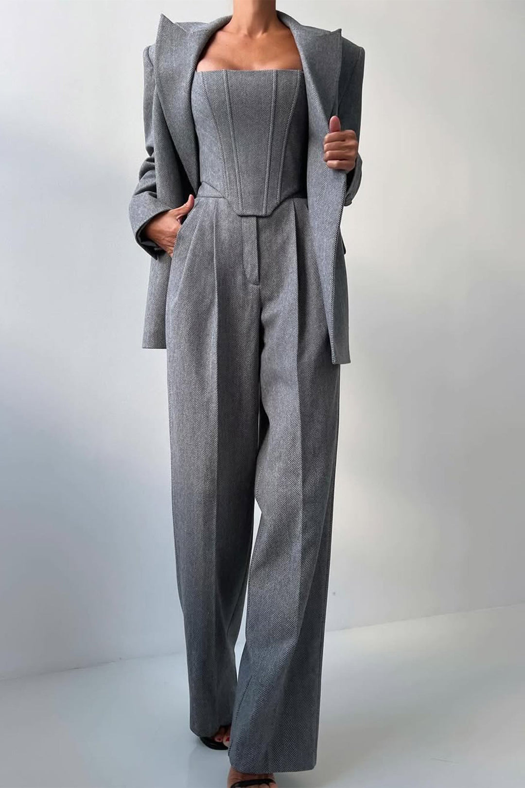 +Eleanor | Women's Double-Breasted Three-Piece Blazer Set