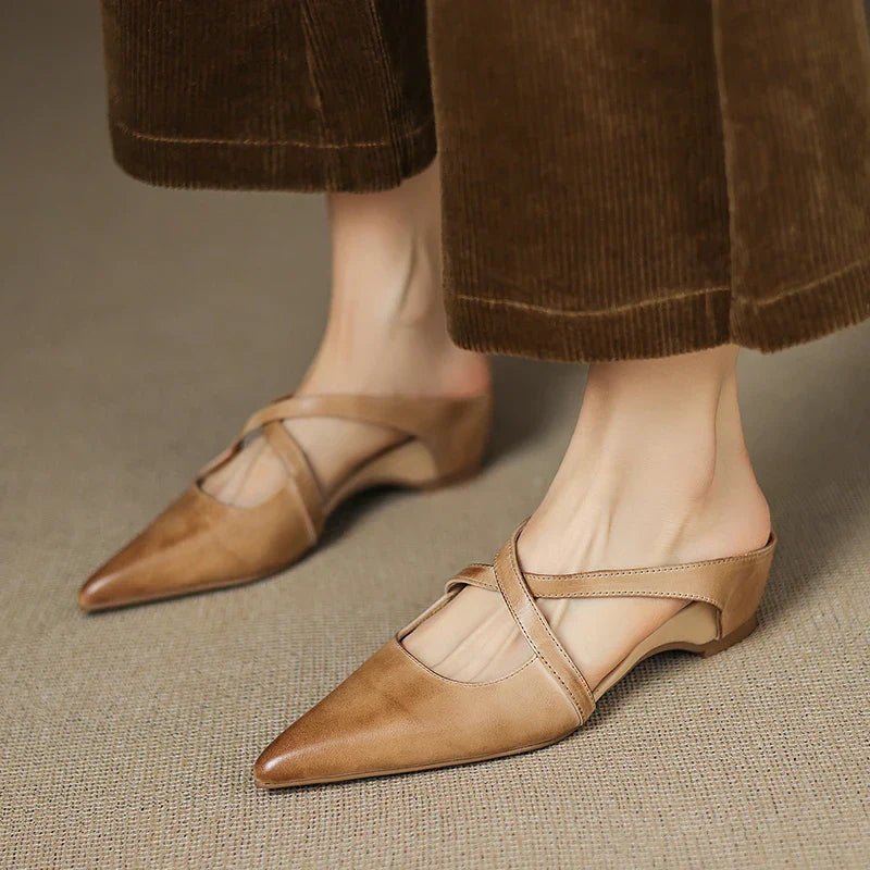 Seraphina | Mule sofisticate e confortevoli in pelle con cinturini incrociati