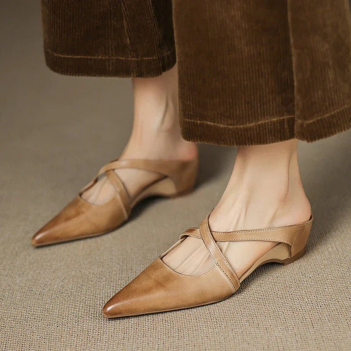 Seraphina | Mule sofisticate e confortevoli in pelle con cinturini incrociati