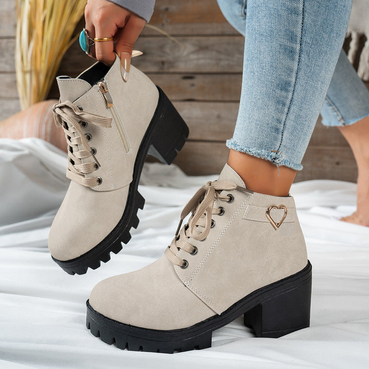 Sofia | Stylish Block-Heel Lace-Up Ankle Boots