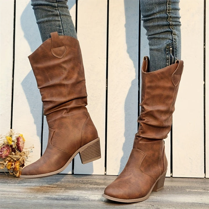 Sophia | Slouchy Wide-Calf Western Cowboy Boots