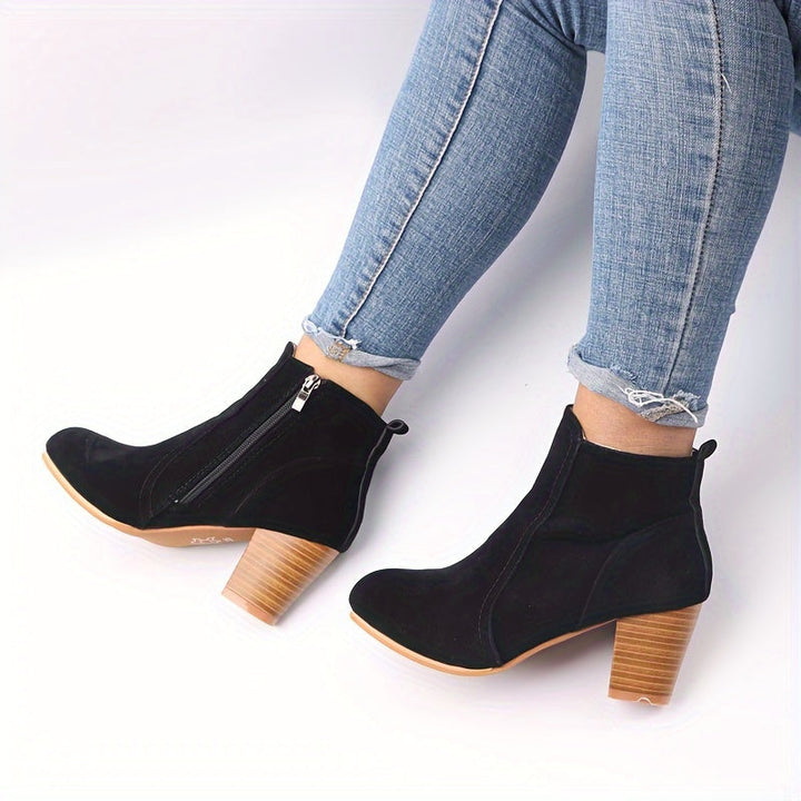 Caroline | Timeless Stacked Block-Heel Ankle Boots