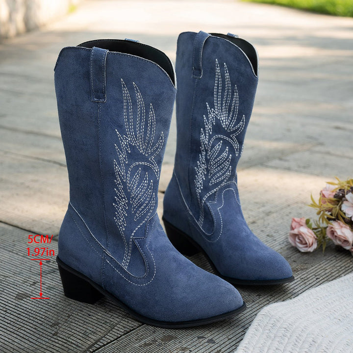 Camille | Bottes de cowboy western chic avec surpiqûres