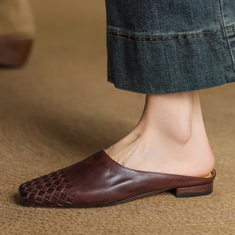 Grace | Mule eleganti e senza tempo in vera pelle intrecciata