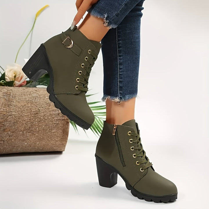 Grace | Stylish and Comfortable Lace-Up Block Heel Ankle Boots