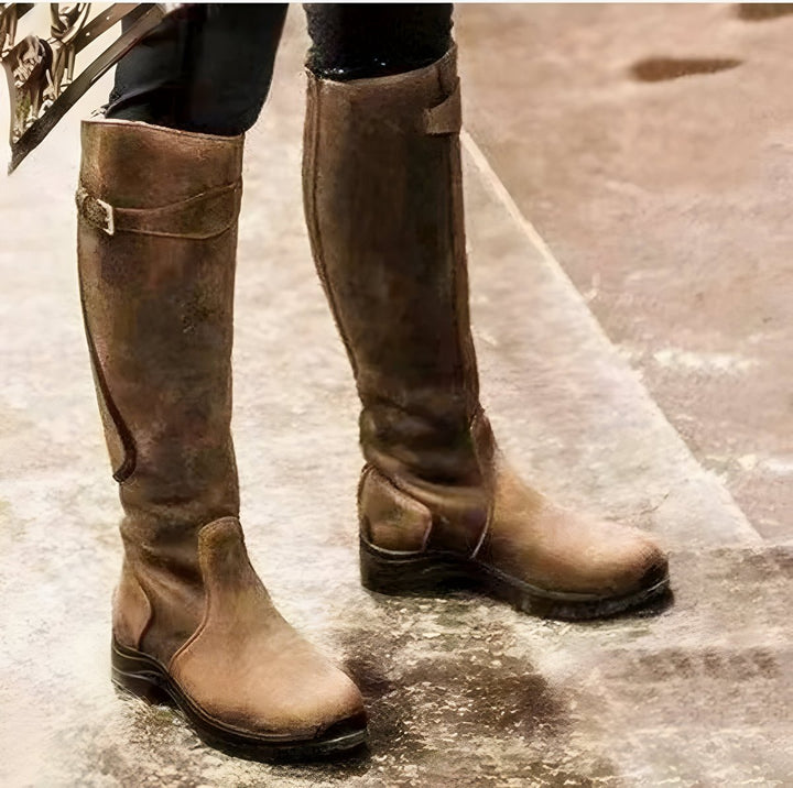 Isabella | Bottes hautes au genou durables et imperméables en cuir