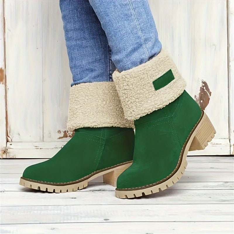 Elena | Cozy And Fleece-Lined Boots with Block Heel