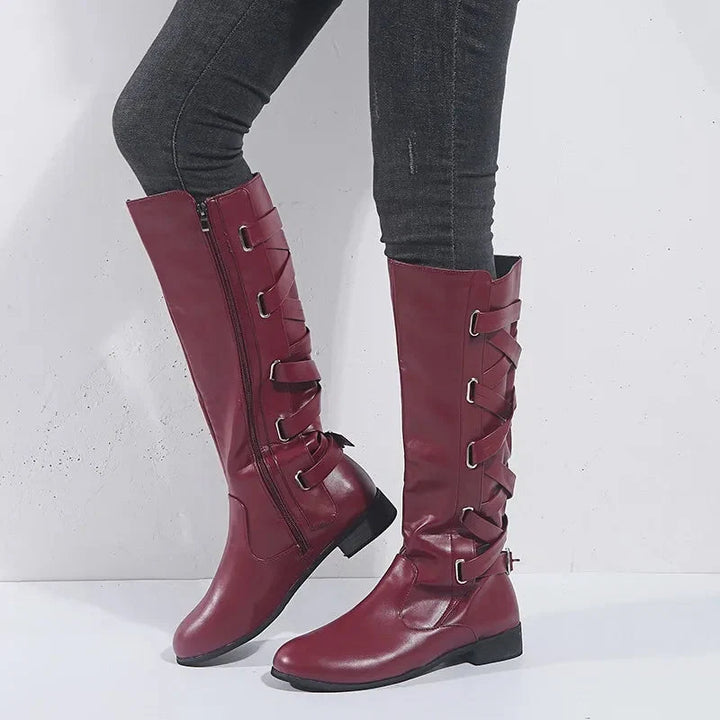 Victoria | Elegant And Stylish Buckle Accent Knee High Boots