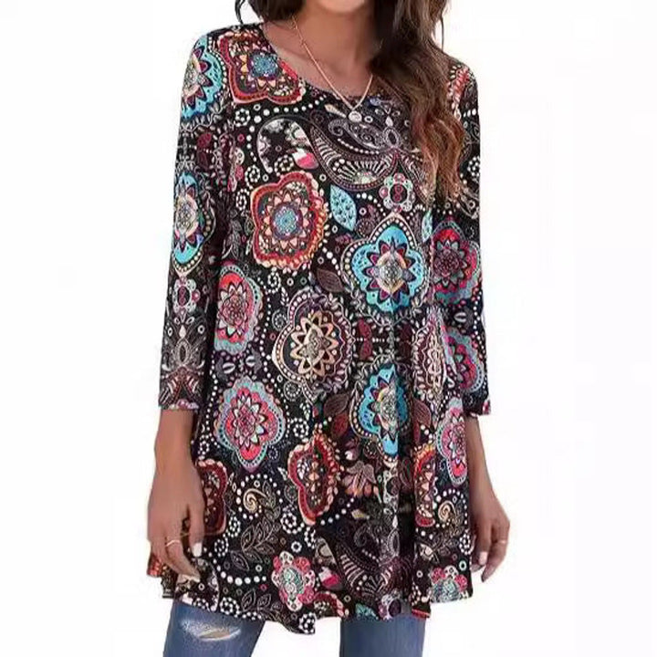 Elise | Leichtes A-Linien-Tunikashirt mit Mandala-Print
