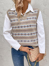 Elena | Gilet sans manches élégant et confortable en maille jacquard, à superposer