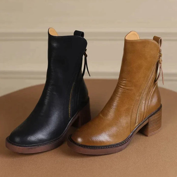 Chloe | Timeless Block-Heel Smooth Leather Ankle Boots