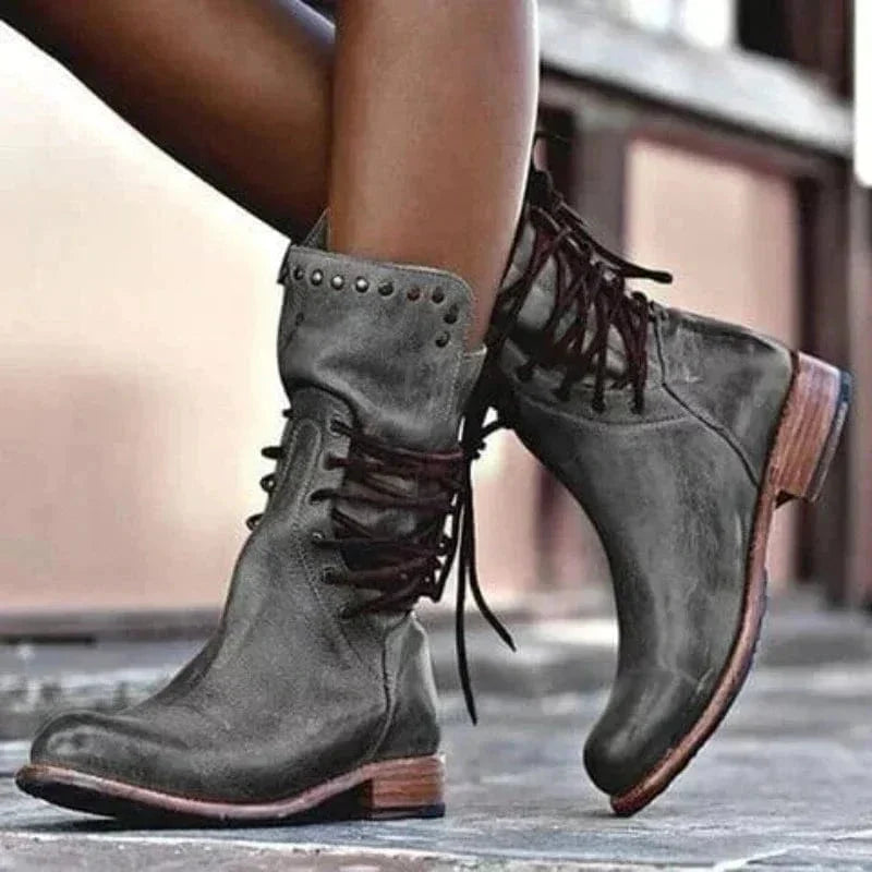 Sienna | Rustic Western Lace-Up Ankle Boots
