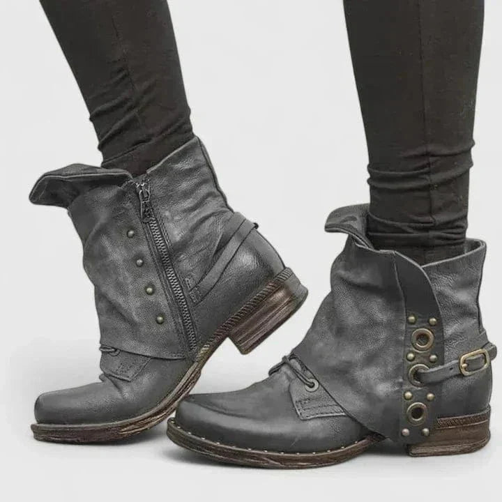 Luna | Rugged Distressed Leather Ankle Boots