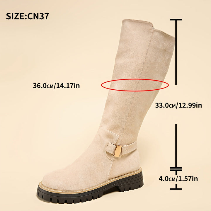 Olivia | Elegant And Practical Low Block Heel Knee High Boots