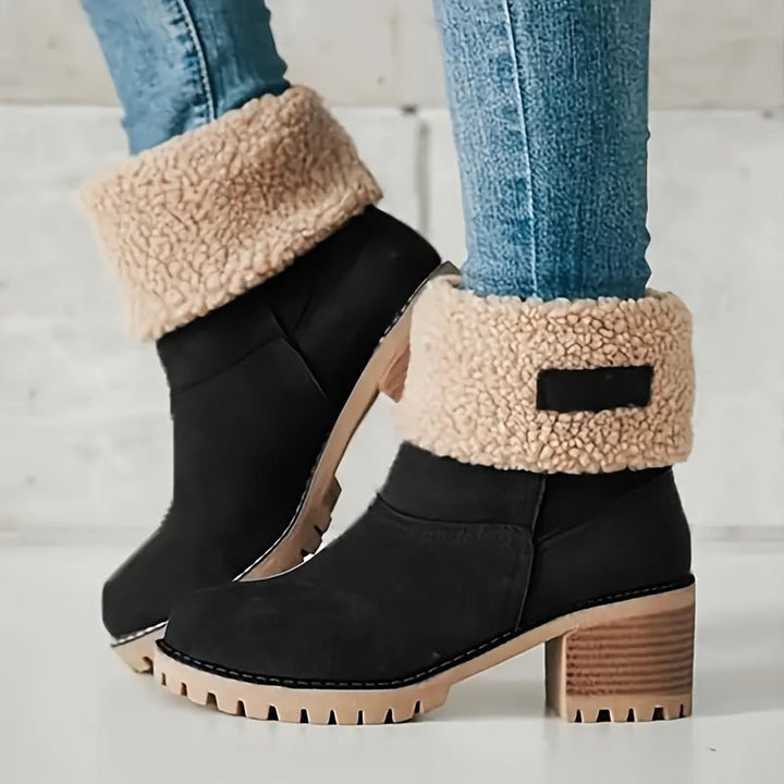 Elena | Cozy And Fleece-Lined Boots with Block Heel