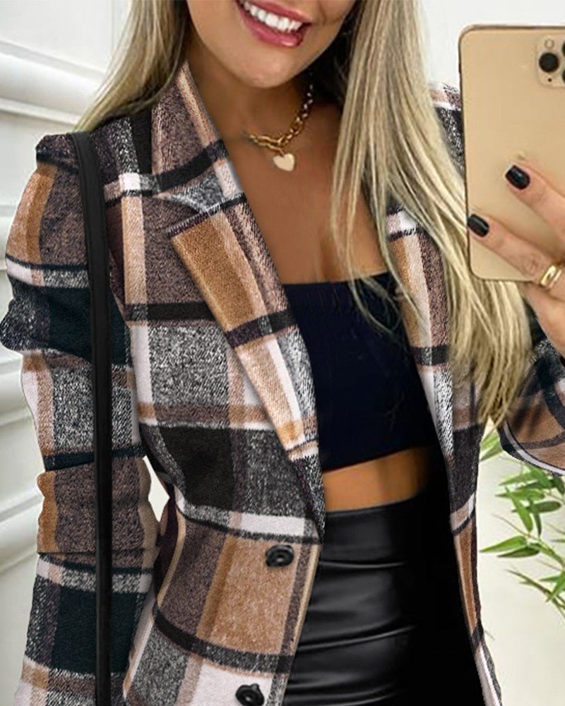 Caroline | Elegant And Versatile Checker Print Blazer