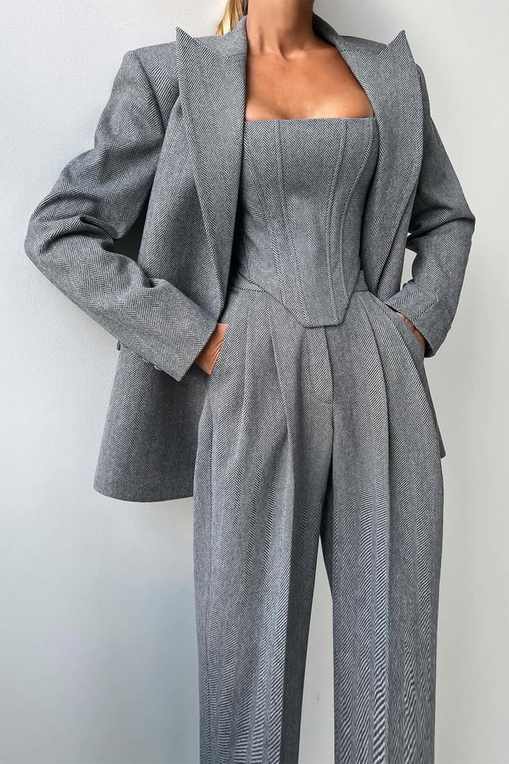+Eleanor | Women's Double-Breasted Three-Piece Blazer Set