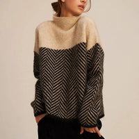 Madison | Elegant And Cozy Chevron Turtleneck Sweater