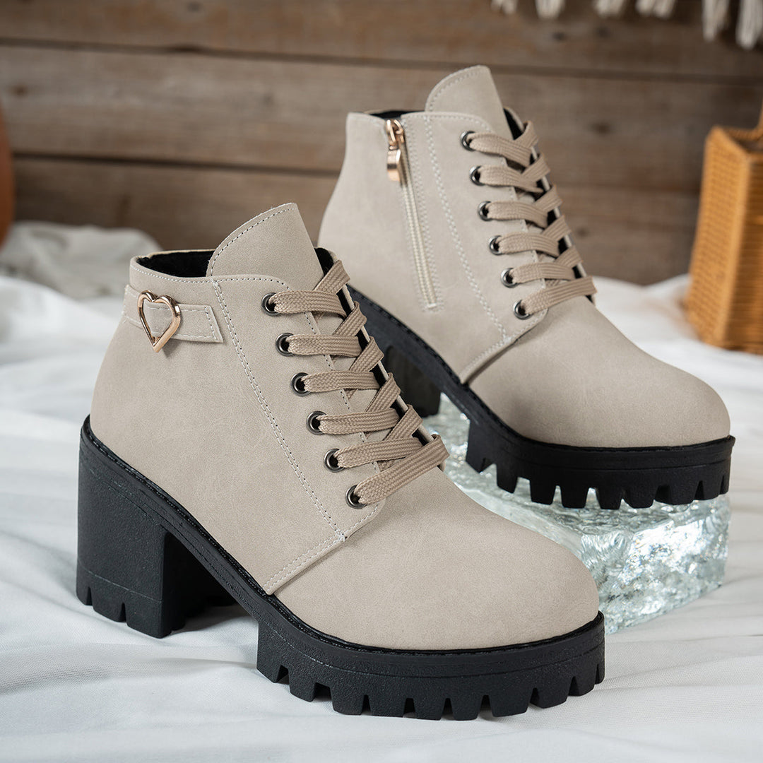 Sofia | Stylish Block-Heel Lace-Up Ankle Boots