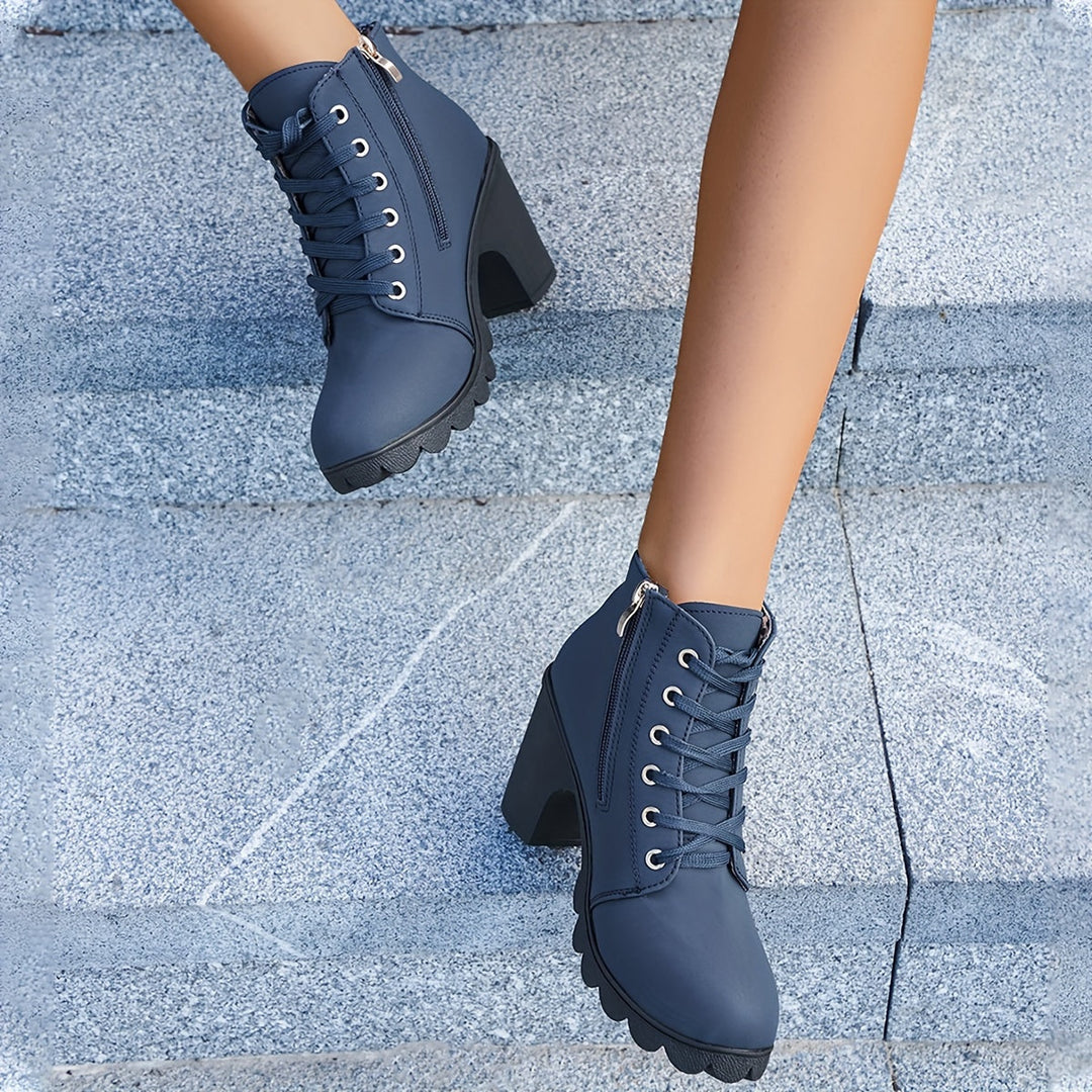 Grace | Stylish and Comfortable Lace-Up Block Heel Ankle Boots